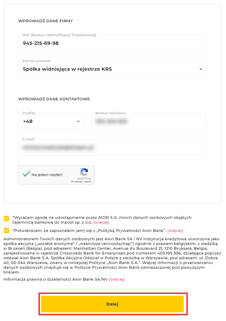 InPost Pay - rejestracja, dane firmy oraz kontaktowe