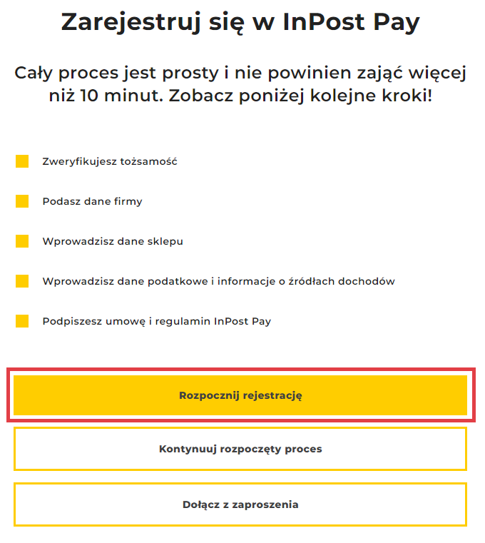 InPost Pay - rejestracja