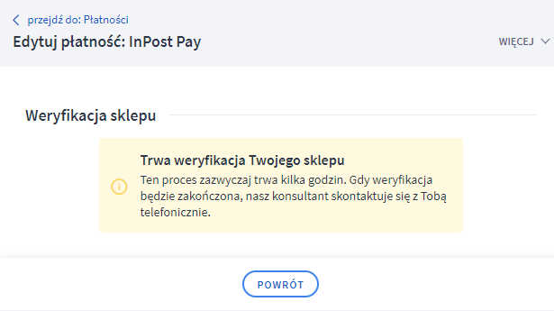 InPost Pay - konto w trakcie weryfikacji