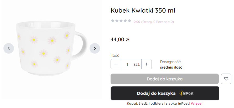Karta produktu w sklepie ,z widocznym przyciskiem InPost Pay