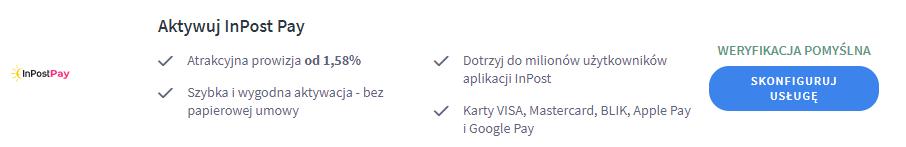 Panel administracyjny sklepu Shoper > Ustawienia > Obsługa zamówień > Formy płatności > InPost Pay