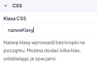 Shoper VIsual Editor > Edycja elementu > Nadawanie klasy CSS