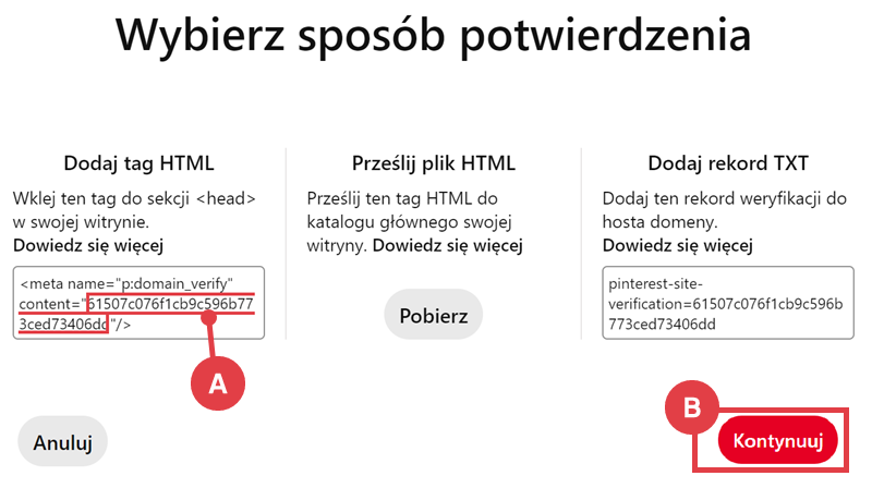 Panel Pinterest - Tag HTML