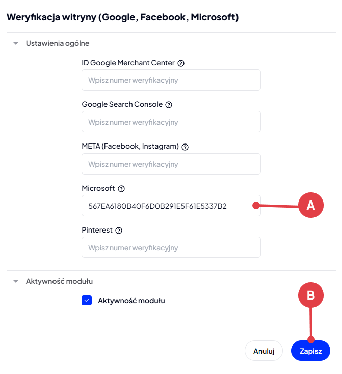 Shoper Visual Editor > Pop-upy i dodatki > Weryfikacja witryny