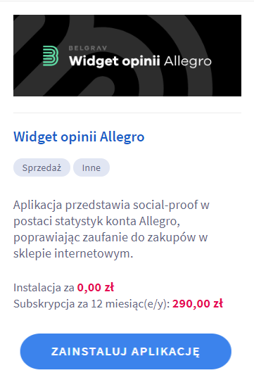 Panel administracyjny sklepi u003e Dodatki i integracje u003e Aplikacje