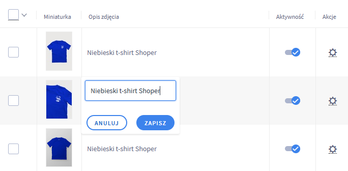 Edycja produktu > Galeria zdjęć