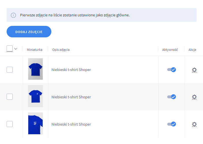 Edycja produktu > Galeria