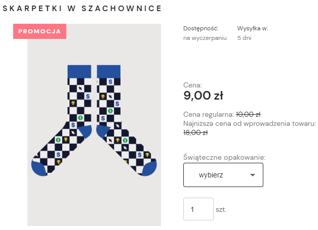 Cena promocyjna produktu przed wybraniem wariantu Promocja produktu z wyłączeniem wariantów niemagazynowych