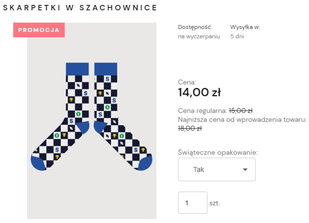 Cena promocyjna produktu po wybraniu wariantu Promocja produktu z wyłączeniem wariantów niemagazynowych