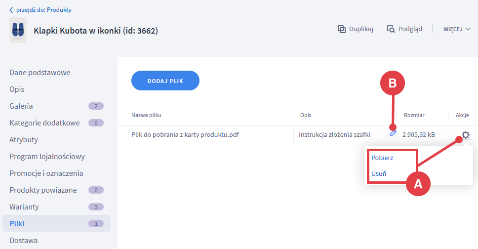 Możesz w pełni zarządzać listą dodanych plików Edycja pliku > Pliki > Lista dodanych plików