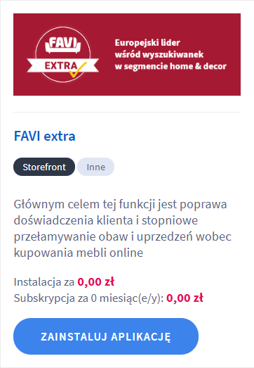 Instalacja aplikacji FAVI extra w sklepie Shoper