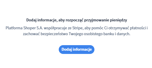 Dodaj informacje, aby rozpocząć przyjmowanie pieniędzy