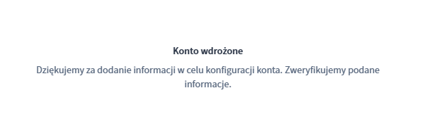 Komunikat z potwierdzeniem konfiguracji konta Stripe