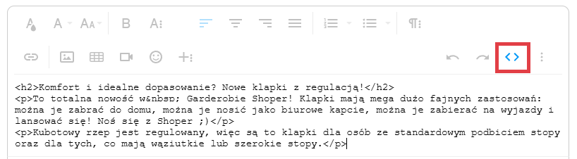 Tryb HTML w nowym edytorze Włączanie trybu HTML w nowym edytorze treści