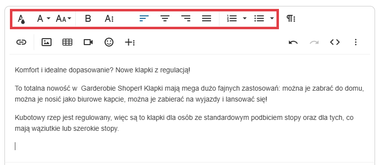 Podstawowe opcje formatowania tekstu Podstawowe opcje formatowania tekstu w nowym edytorze treści