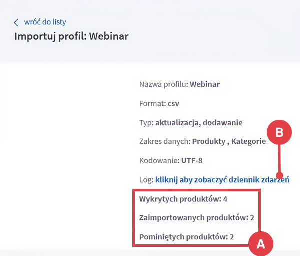 Końcowy raport z importu produktów do sklepu.