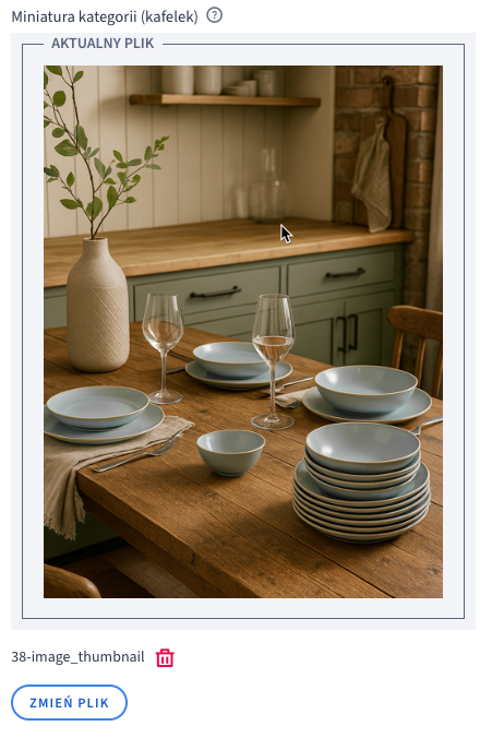 Dodaj pionową grafikę w ustawieniach kategorii lub kolekcji Pionowa grafika dodawana do ustawień danej kategorii w sklepie