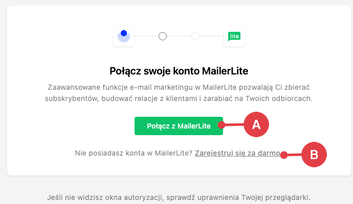 Logowanie do MailerLite z poziomu aplikacji Za pomocą aplikacji w sklepie Shoper zaloguj się do MailerLite lub założ konto
