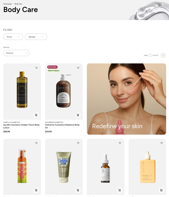 Edytor szablonu Storefront w module "Lista produktów" pozwala dodać dowolny obraz na liście produktów