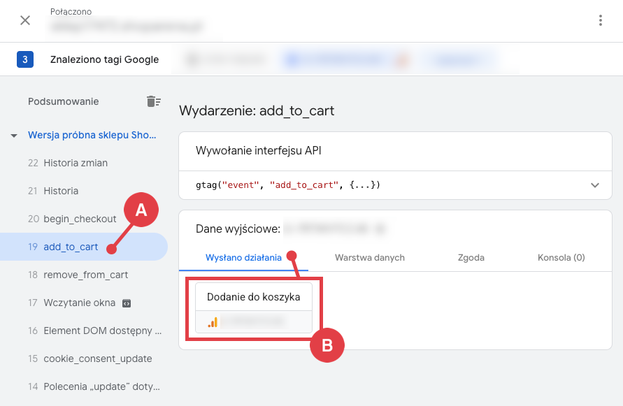 Weryfikacja zarejestrowanych zdarzeń w Tag Assistant Weryfikacja zarejestrowanych zdarzeń w Tag Assistant