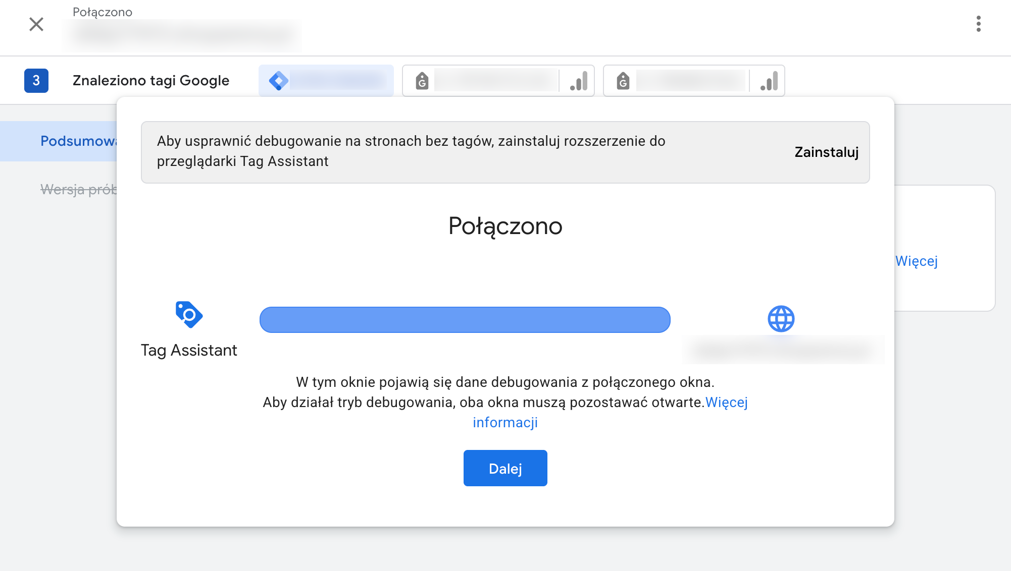integracja-z-cookiebot-polaczony-google-tag-assistant-2 Okno z potwierdzeniem połączenia Google Tag Assistant ze sklepem Shoper