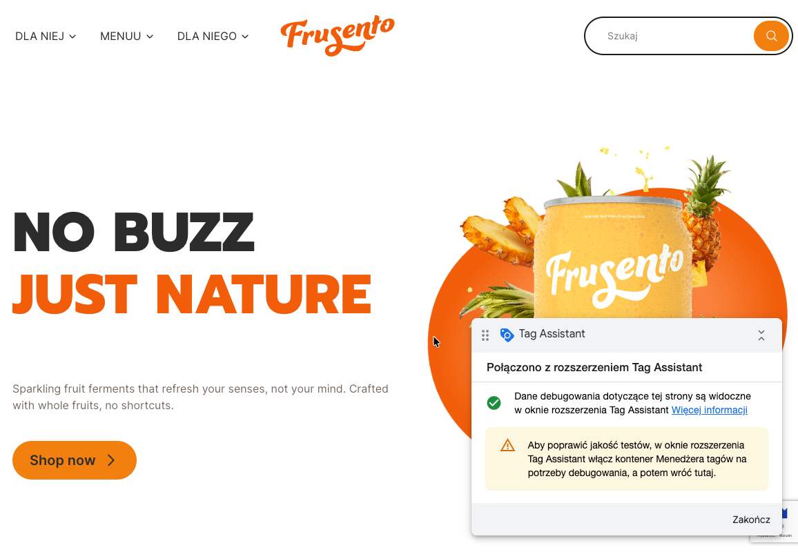 Komunikat potwierdzający połaczenie Google Tag Assistant Komunikat potwierdzający połaczenie Google Tag Assistant ze sklepem Shoper