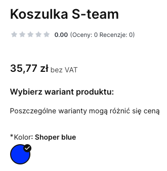 Cena netto bez stawki VAT widoczna w karcie produktu Cena netto bez stawki VAT widoczna w karcie produktu