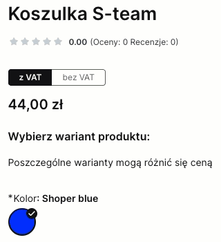 Ceny brutto i netto bez widocznej stawki VAT w karcie produktu Ceny brutto i netto bez widocznej stawki VAT w karcie produktu