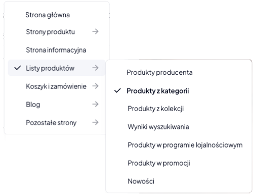 Edycja strony z produktami z kategorii w edytorze szablonu Shoper Edycja strony z produktami z kategorii w edytorze szablonu Shoper