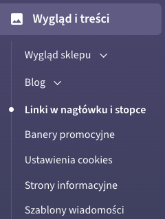 Linki z nagłówka i stopki sklepu