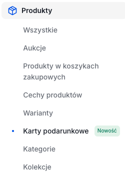 Lista kart podarunkowych w Shoper Lokalizacja listy kart podarunkowych w panelu