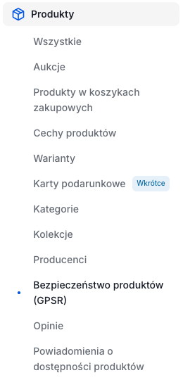 Informacje GPSR w sklepie Shoper Lokalizacja danych GPSR w panelu sklepu Shoper