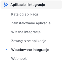 Lista dostępnych integracji dla szablonu RWD
