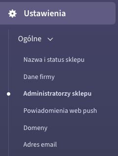 Lista kont administratorów w sklepie Shoper