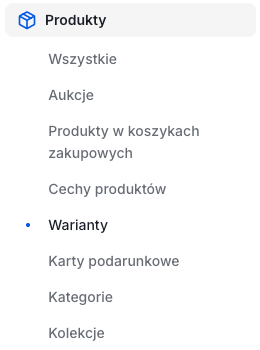 Warianty produktów na platformie Shoper Lista grup wariantów w sklepie Shoper