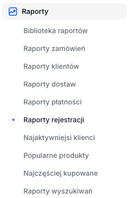 Lokalizacja raportu rejestracji klientów w panelu sklepu Shoper