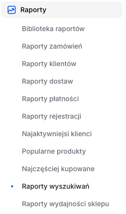 Lokalizacja raportu najczęściej szukanych fraz w sklepie