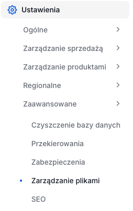Menadżer plików w sklepie Shoper Miejsce zarządzania plikami w panelu sklepu Shoper