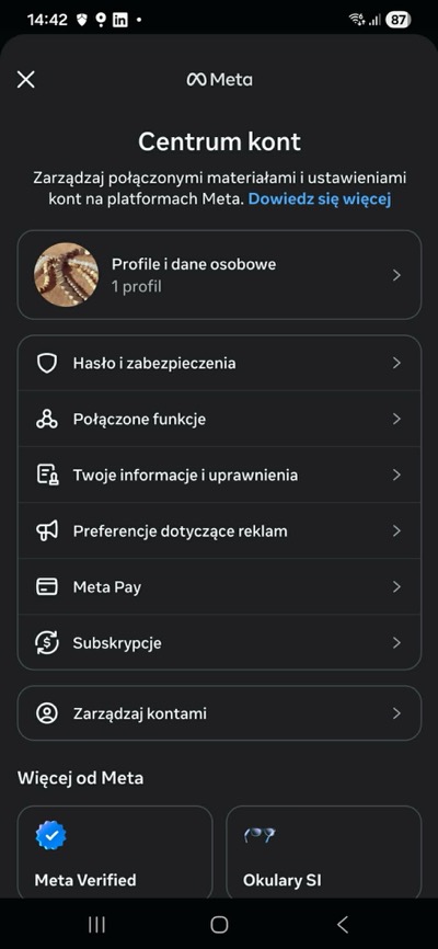 Centrum kont na koncie Instagram Centrum kont na koncie Instagram