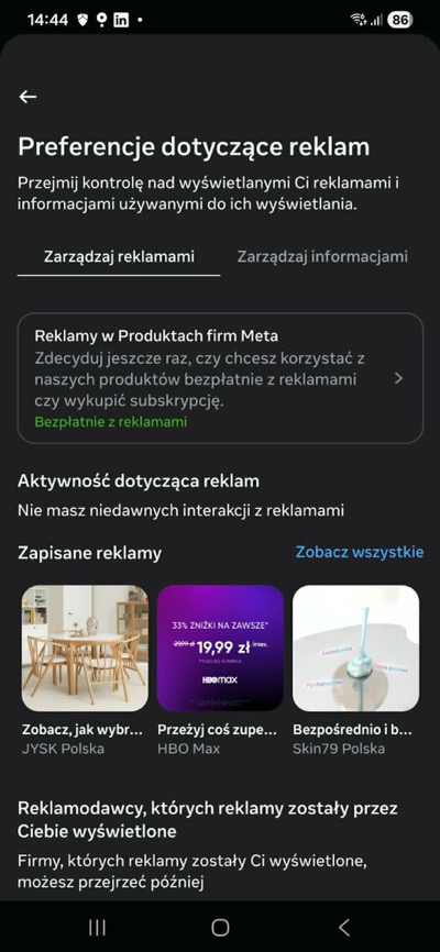 Preferencje dotyczące reklam na koncie Instagram Preferencje dotyczące reklam na koncie Instagram