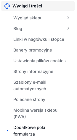 List pól formularza w panelu administracyjnym Lokalizacja dodatkowych pól formularza w panelu sklepu Shoper