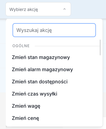 Multiakcje na liście produktów Multiakcje na liście produktów