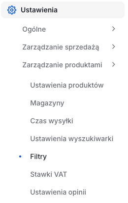 Filtry produktów w panelu Shoper Lokalizacja ustawień filtrowania produktów w sklepie