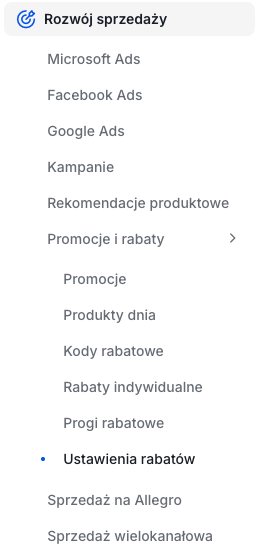 Miejsce ustawiania działania rabatów w panelu Shoper Lokalizacja ustawień rabatów sklepie Shoper