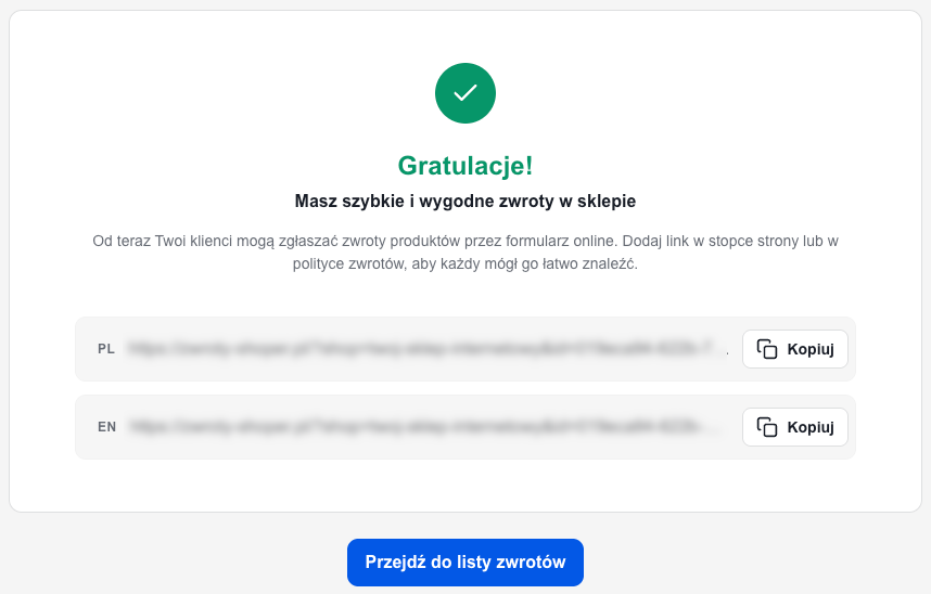 Linki do formularza zwrotu Linki do formularza zwrotu
