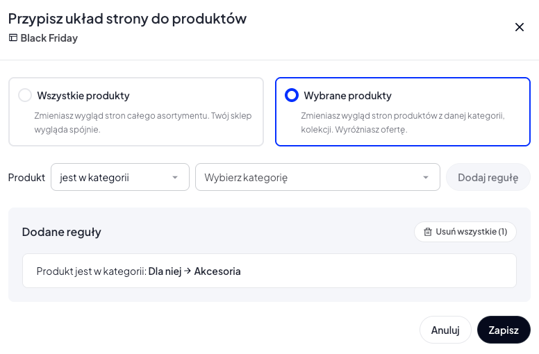 Wybierz reguły dla nowego układu Wybierz reguły dla nowego układu