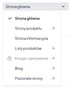 Wybór typu edytowanej strony