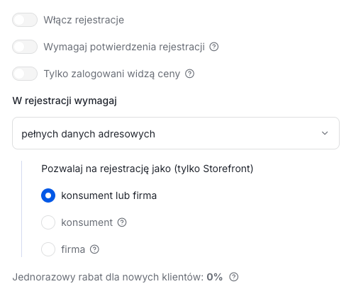 Ustawienia rejestracji klientów w sklepie Shoper
