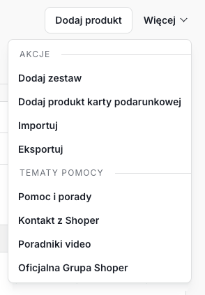 Funkcje dostępne w menu: Więcej Funkcje dostępne w menu: Więcej